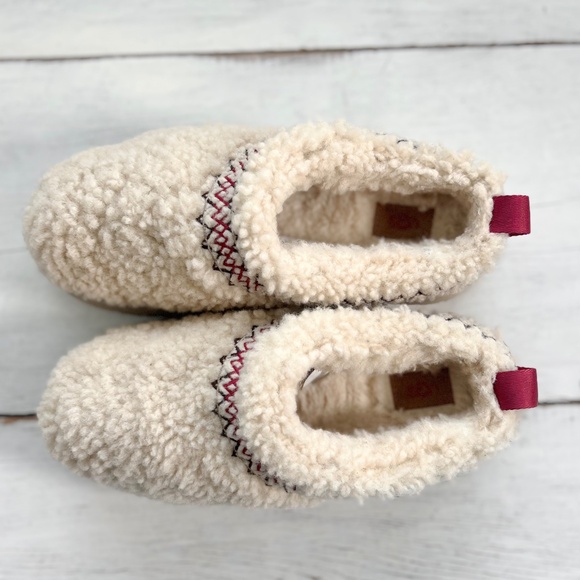 UGG Women's Platform Tazz Shearling Slippers Natural US 8 BRAID Ivory Red Fur - Picture 4 of 16